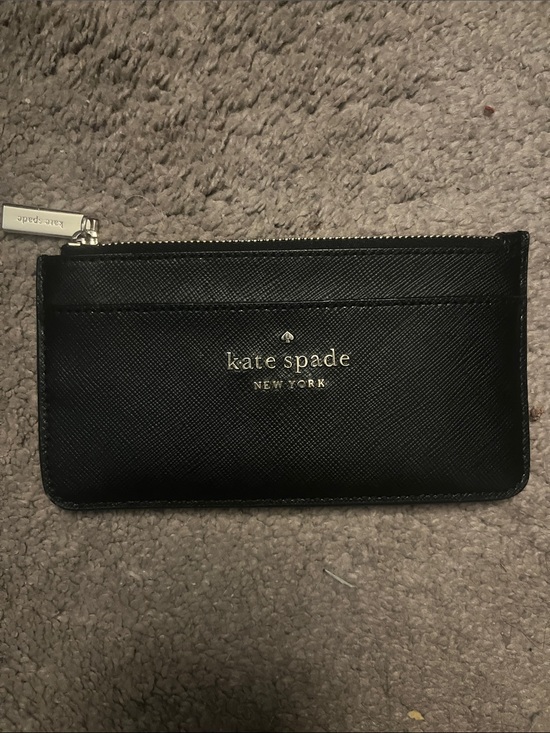 kate spade Handbags - LIKE NEW Kate Spade  Black and Gold Zip Card Wallet